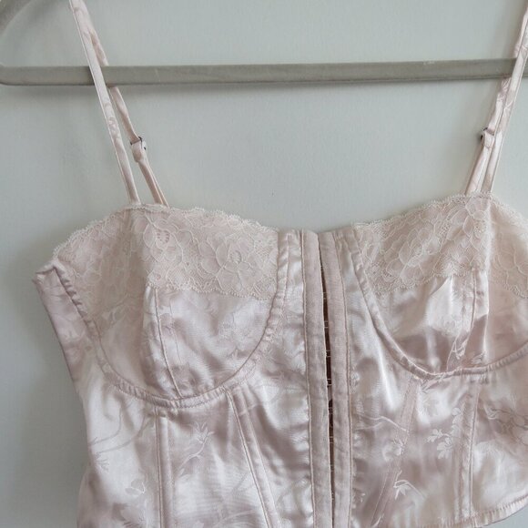 L.A. HEARTS Satin Floral Lace Up Corset Bustier Top Romantic Fairy Y2K Babydoll - Picture 4 of 14